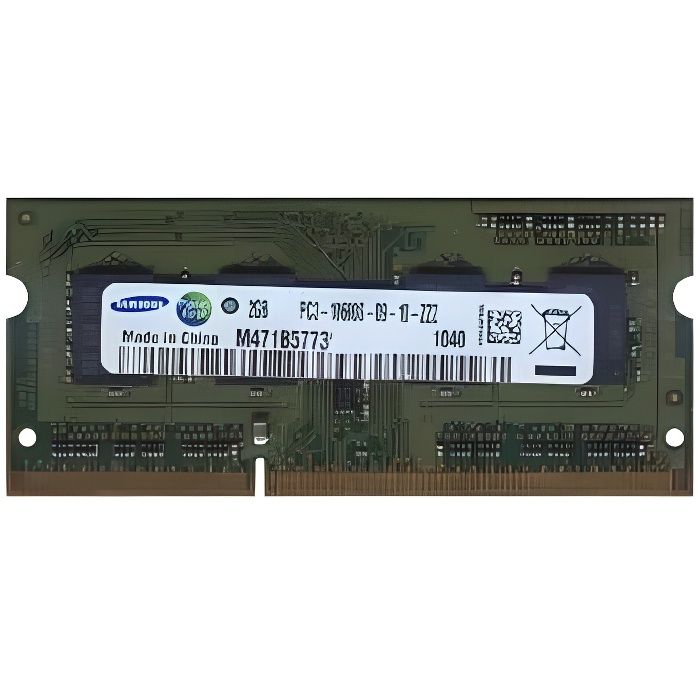 Vente Memoire PC 2Go RAM PC Portable SODIMM Samsung M471B5673FH0-CH9 PC3-10600S 1333MHz DDR3 pas cher
