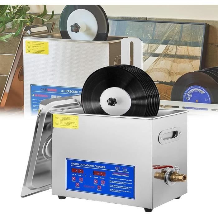 Nettoyeur à ultrasons pour disques vinyles, système de nettoyage chauffant de 300 W avec