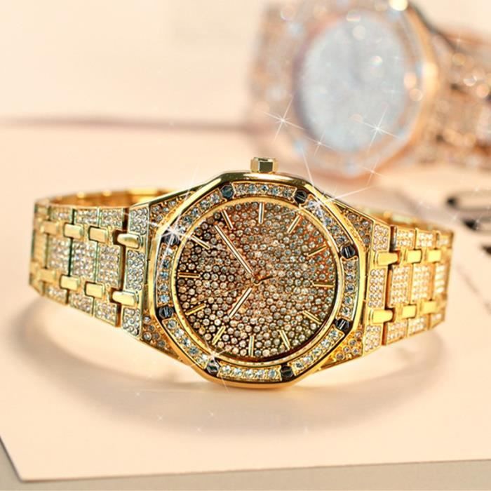 SHARPHY montre or homme marque de luxe 2019 diamants plein bracelet quartz montres  hommes magnifique or, - Achat/vente montre Jaune - Cdiscount