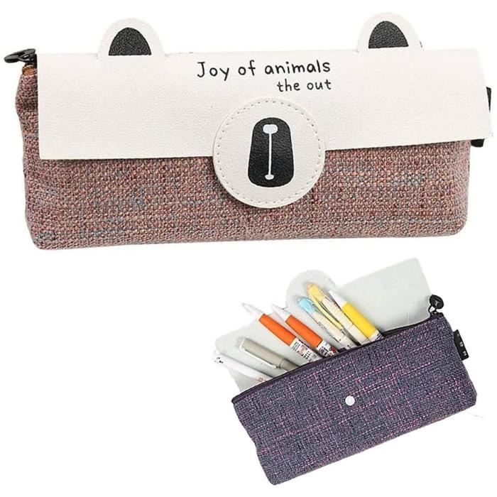 Trousse à Crayons Velours Ctelé Grande Capacité Cartable Portables ...