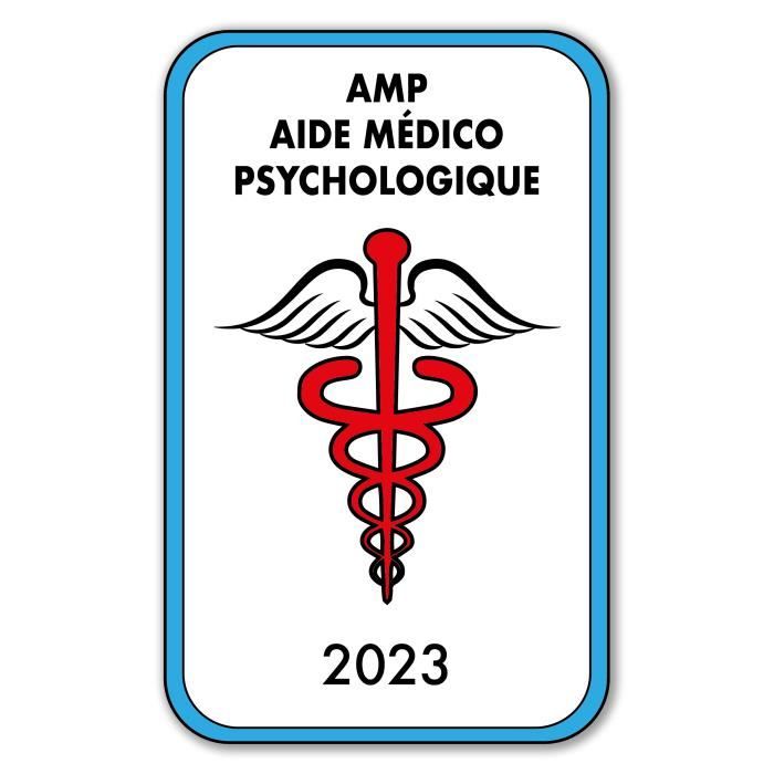 Autocollant Sticker - Vignette Caducée 2023 pour Pare Brise en Vitrophanie - V4 AMP - Aide Médico Psychologique