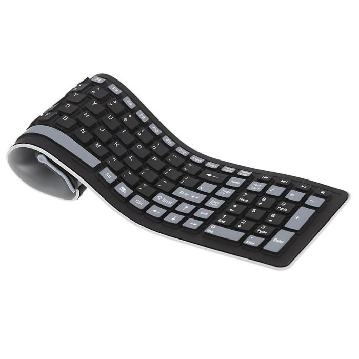 Clavier Flexible Keyboard Azerty noir pour ordinateur(souple)