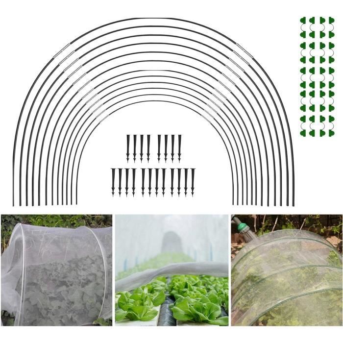 Anyingkai 50 Pièces Arceaux Serre Tunnel Jardin – Kit Complet Fibreglass + Accessoires, Protection Anti-Gel, Insectes & Oiseaux Pour Légumes & Plantes