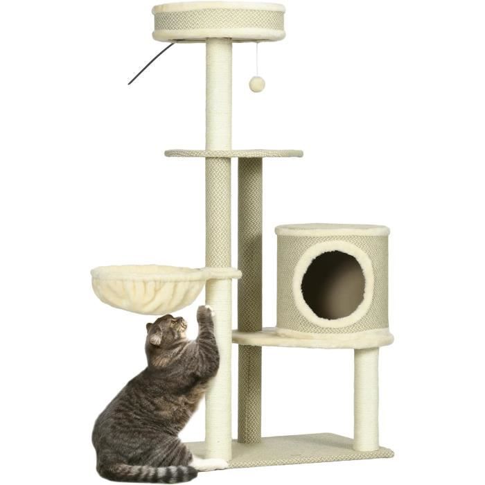 Arbre à Chat PawHut 73,5 Cm Avec Niche, Plateformes Et Griffoir Sisal - Design Gris élégant Pour L'intérieur