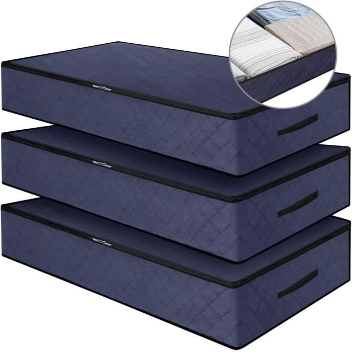 Ensemble Rangement Sous Lit 100x50x18cm Avec Sac Sous Vide - Organiseur Vêtements, Couettes, Couvertures