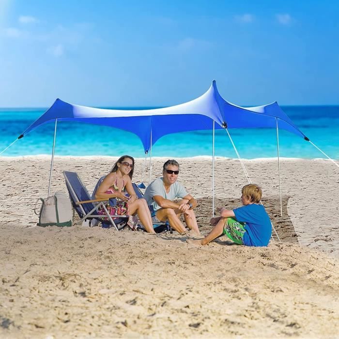 thumbnail image 2 of Beach Tent For 3-4 People, UPF50 Sun Shelter With Breathable 3 3-Door Green 2 of 9