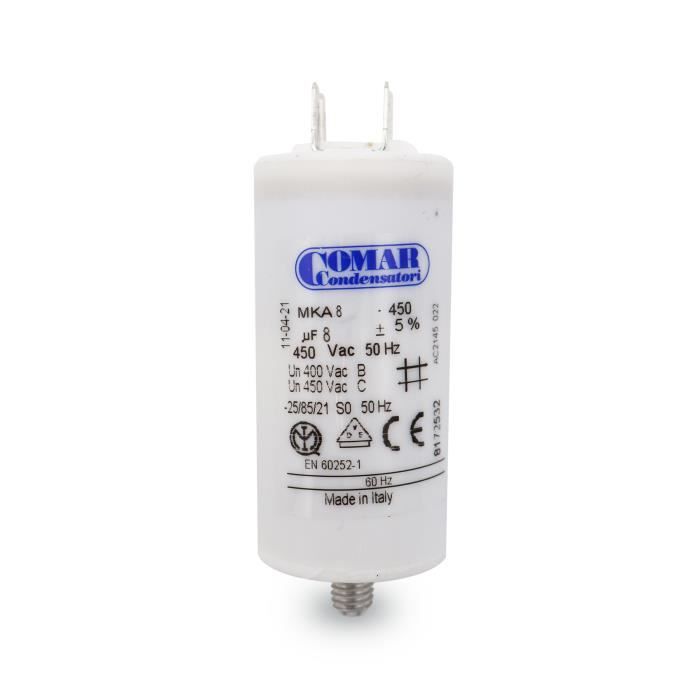 Condensateur 40 µF COMAR 4 Cosses - 45 X 94 Mm - Pour Nettoyeur Haute Pression, Pompe Piscine, Compresseur