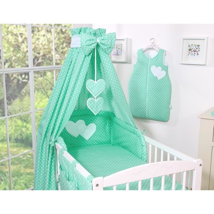 4 Pcs Ensemble Tour De Lit Bebe 140x70 Ciel En Tissu Menthe A Pois A Coeurs Housses De Couette Et D Oreiller Cdiscount Puericulture Eveil Bebe 4 Pcs Ensemble Tour De Lit Bebe 140x70 Ciel En Tissu Menthe A Pois A Coeurs Housses De Couette Et D Oreiller Cdiscount Puericulture Eveil Bebe