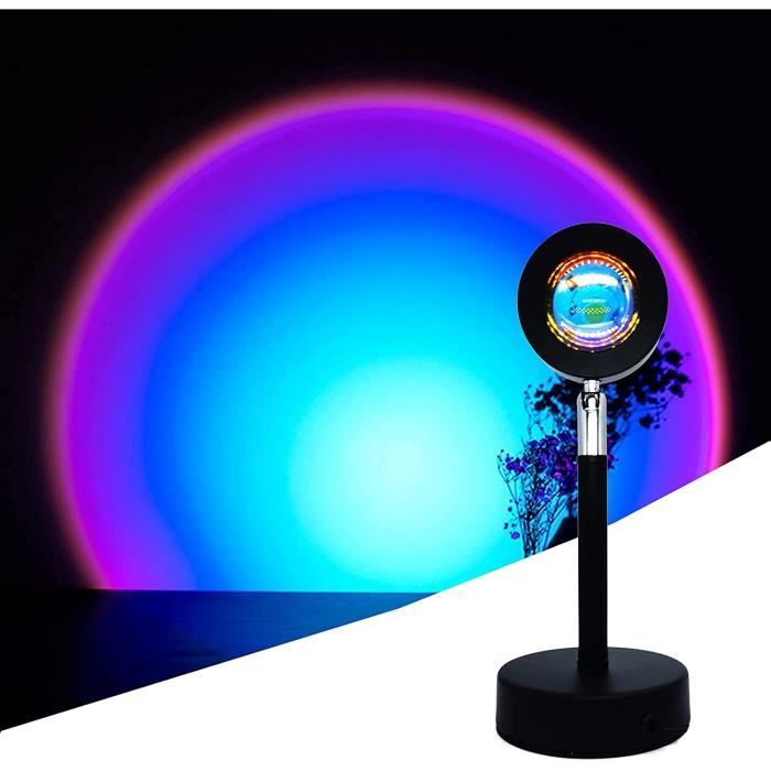 selfie 2 couleurs en 1 Amuou Lampe de coucher de soleil et lumières arc-en-ciel veilleuse LED pour photographie Tiktok et décoration d'intérieur projecteur de coucher de soleil avec 7 niveaux de rotation réglable à 180 degrés 
