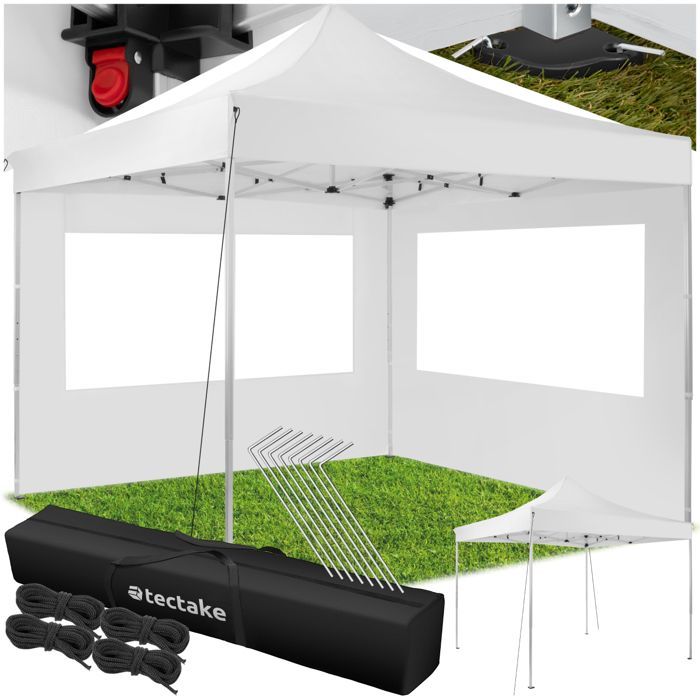 Tectake Tonnelle De Jardin Terrasse Pliante Autoportee Reglable 3 X 3 M Structure En Aluminium A 2 Parois Blanc Sac De Transport Achat Vente Tonnelle Barnum Tonnelle De Jardin 403148 Cdiscount