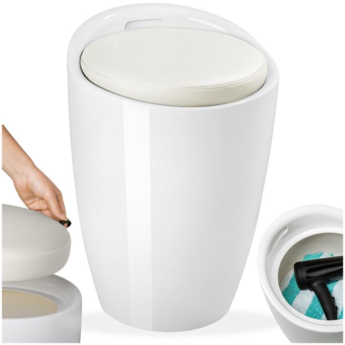 Tabouret cube carré pliant coffre de rangement pliable pouf rayé