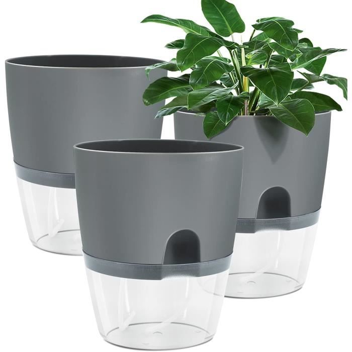 Lot De 3 Pots Rectangulaires Auto-arrosants 26,7 Cm - Pour Plantes D'intérieur, Rebords De Fenêtre Et Balcons - 2