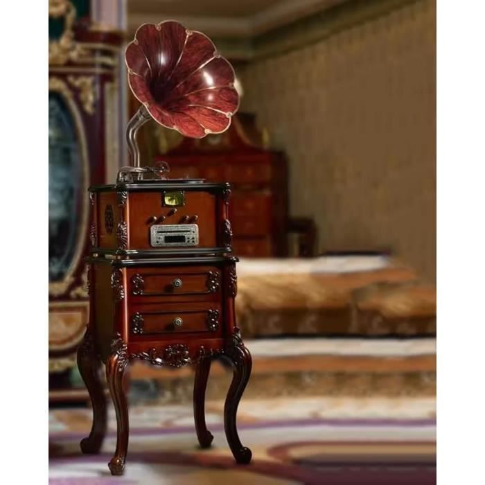 Accessoires Maison De Poupée Rétro - Téléphone à Cadran Et Tourne-disque Miniature, Déco Salon