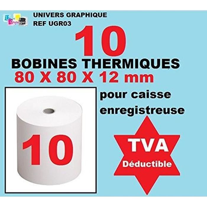 Rouleau Bobine de Papier Thermique TPE et Caisse, 57 x 48 mm, 10
