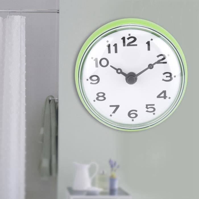 Horloge Murale étanche Avec Ventouse - Pour Salle De Bain, Miroir, Carrelage - Facile à Installer
