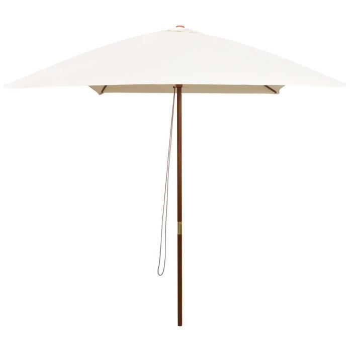 Parasol rectangulaire en bois 200 x 300 cm - VIDAXL - Blanc crème - Manuel