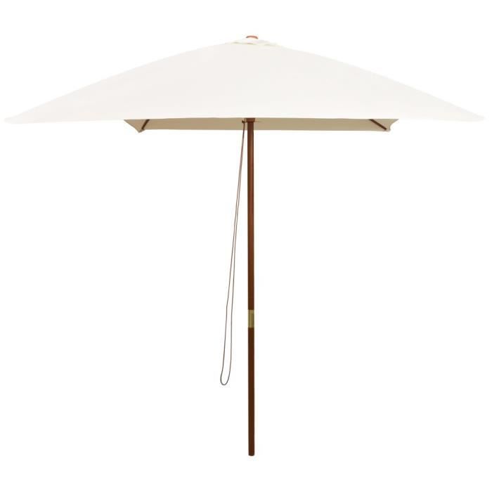 Parasol rectangulaire en bois 200 x 300 cm VIDAXL crème Manuel