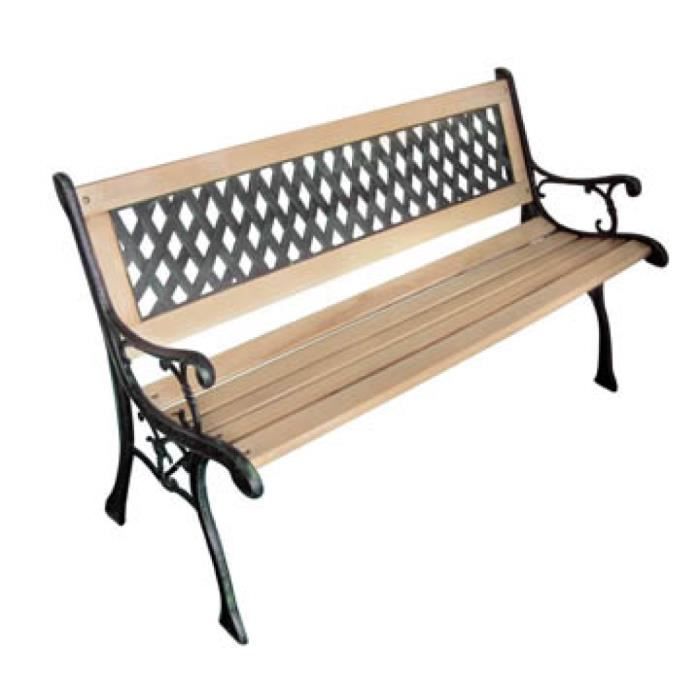 Banc de jardin en bois de peuplier et métal VIDAXL 122 x 51 x 73 cm 2 personnes