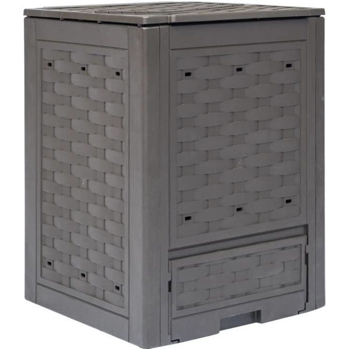 vidaXL Composteur de jardin Marron 60x60x83 cm 300 L Plastique