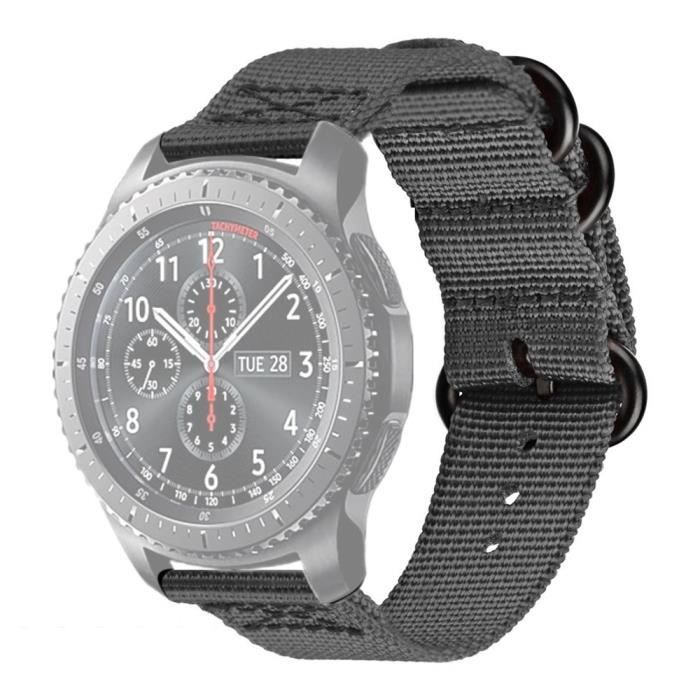 Bracelet pour montre connectée Samsung Galaxy Watch Active en nylon à trois anneaux 22mm / S3 Gris - 454544