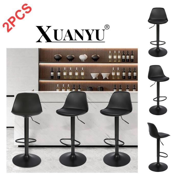 Tabourets de Bar - XUANYU - Chaise de bar à coussin de siège en PU - Rotation 360° - Hauteur réglable