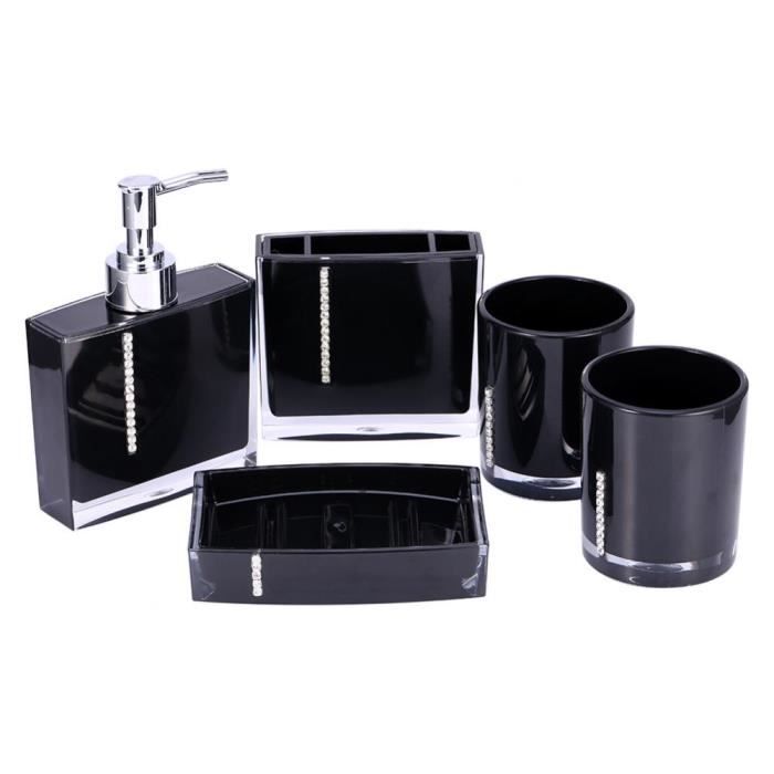 Accessoires de salle de bains - YOSOO - Noir - Ensemble de 5 pièces - Acrylique