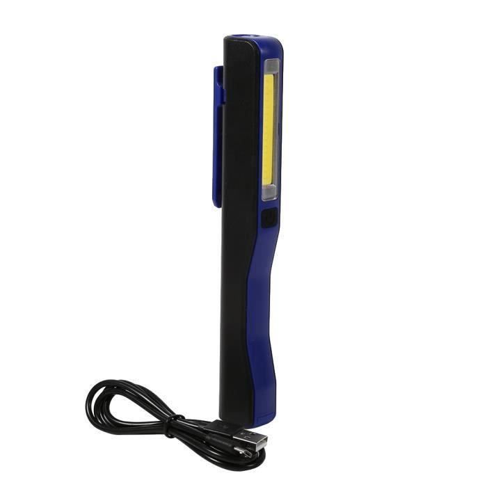 az05191-torche à del 1pc portable led hand torch usb rechargeable magnet clip work light inspection lamp bleu