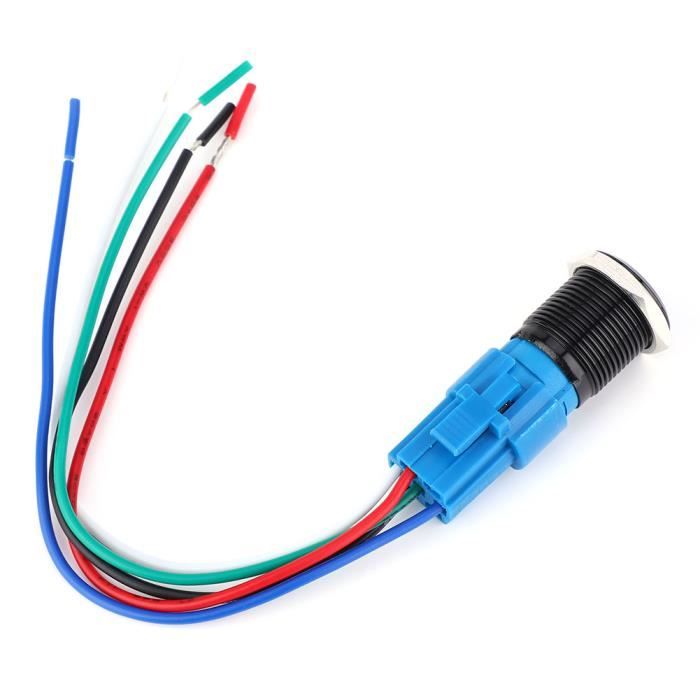 Interrupteur Bouton Poussoir Carré 17x17mm éclairé LED - 5 Broches Pour 12V - Marque Composant-Avenue - Neuf