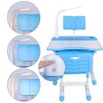 Set Bureau Chaise Pour Enfant, Ergonomique Table Hauteur Ajustable Plaque Inclinable Avec Lampe d'étude-1