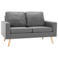 Canapé d'angle scandinave fixe 2 places en tissu gris clair - Confortable avec coussins bien rembourrés-1