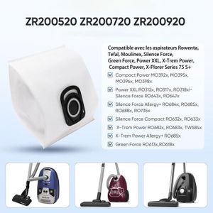 10 Sacs Aspirateur Rowenta Compatibles - Filtration 5 Couches HEPA, Pour Power XXL Et Green Force