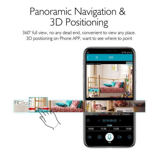 Cam ra D me AKASO P20 Cam ra IP Surveillance WiFi 1080P HD 360 3D