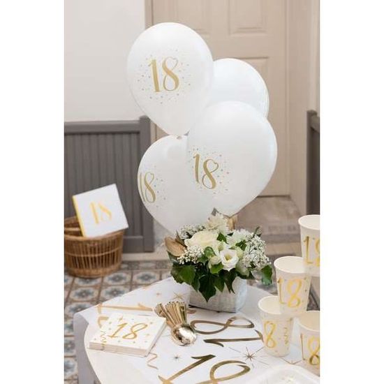 Ballon Anniversaire Ans Blanc Et Or Metallise X 8 Cdiscount Maison