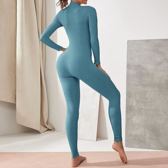 Combinaison de Sport Femme Body de Yoga Manches Longues Bleu Fitness Montagne Respirant Bleu Cdiscount Sport