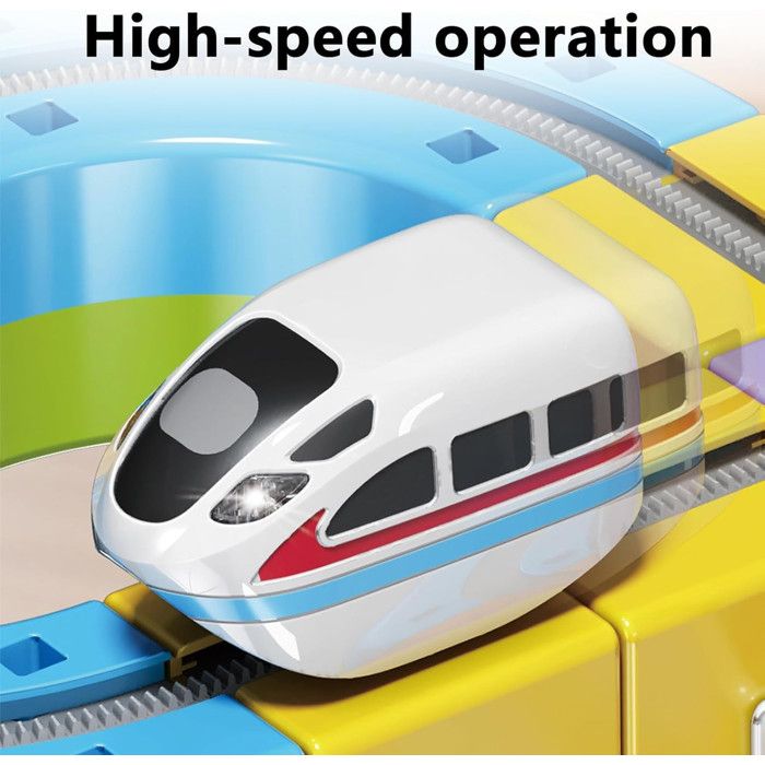 Circuit De Train électrique Flexible 3D - 69 Pièces - Train Motorisé Rechargeable - Pour Enfants 4-8 Ans