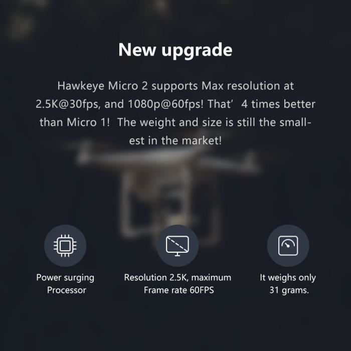 Caméra Hawkeye Firefly Micro Cam 2 Mini caméra HD 2.5K étanche 160 ...