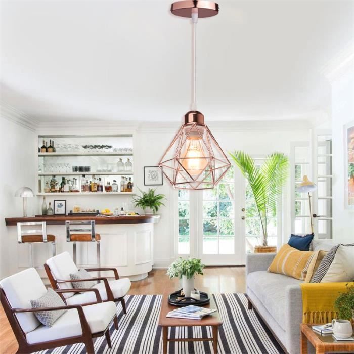 U-Do Lustre Suspension design Vintage Lampe Cage forme Diamant mini en ...
