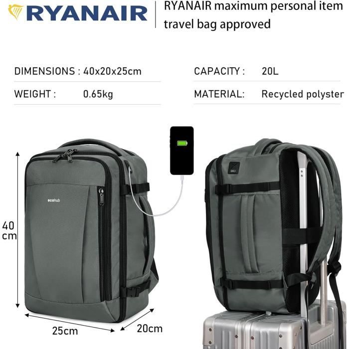 Bagages Cabine 40X20X25 Sac A Dos Voyage Ryanair Sous Siege 13 Poches Sac A Dos Cabine
