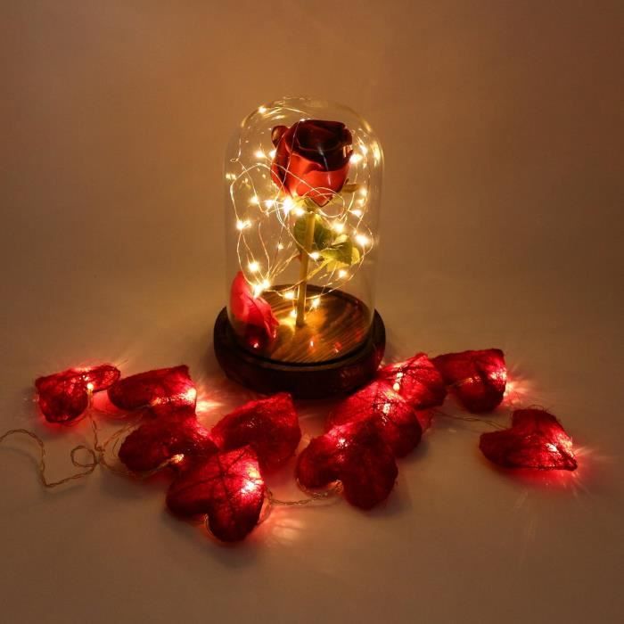 Led Coeur Rouge Guirlande Lumineuse Led En Forme De Coeur En Chanvre Rouge, Alimentée ...