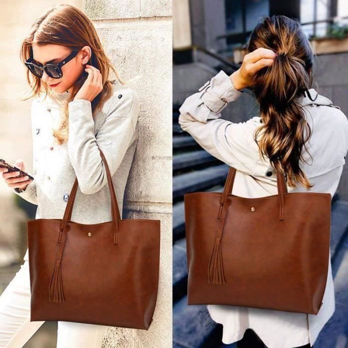 BS - Sac à main pour femme - Sac à main en cuir PU - Rose - pour femme avec une