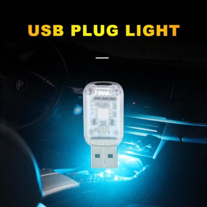 Blue light - Mini lampe LED USB au néon, éclairage'ambiance de voiture ...