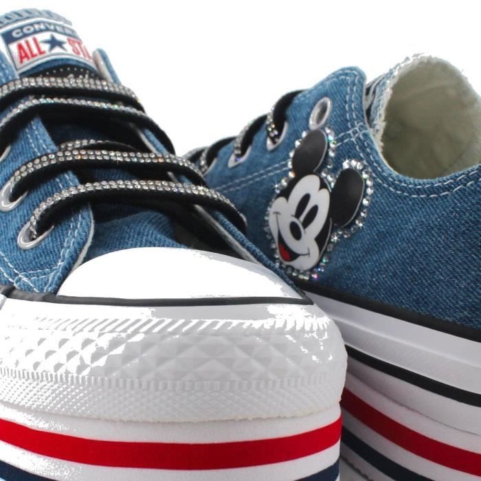 CONVERSE FEMME PLATFORMMIKY191 BLEU TISSU BASKETS Bleu Cdiscount
