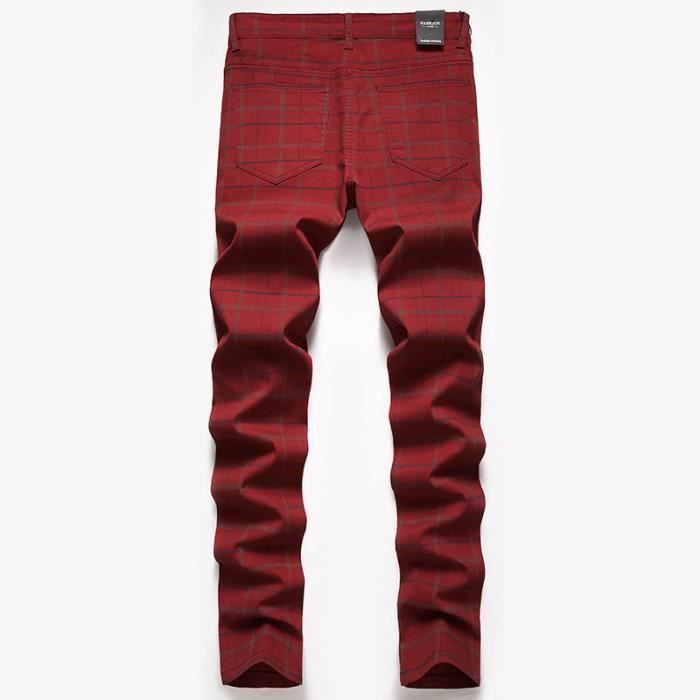 Pantalon a carreau rouge homme sales