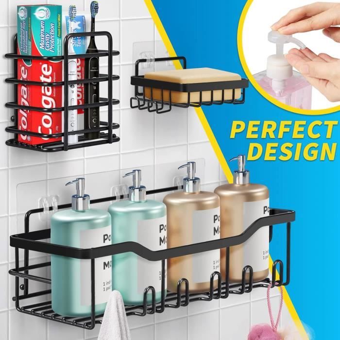 GENHH 3 Pièces Etagere Douche sans Percage,Rangement Douche