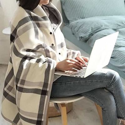 Générique Femme Poncho Polaire Plaid Châle Polaire Cape