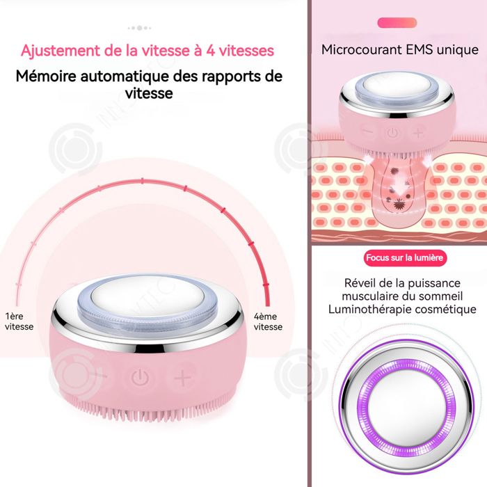Brosse Nettoyante Visage électrique - 3 Têtes En Silicone - 4 Vitesses - Rechargeable - Neuf
