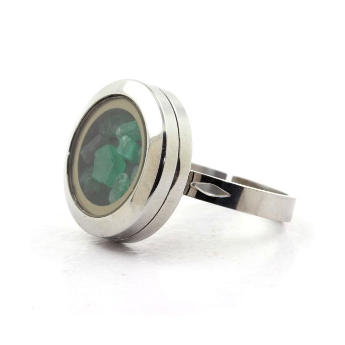 Bague ABIJOUX Emeraude brut Acier inoxydable Taille