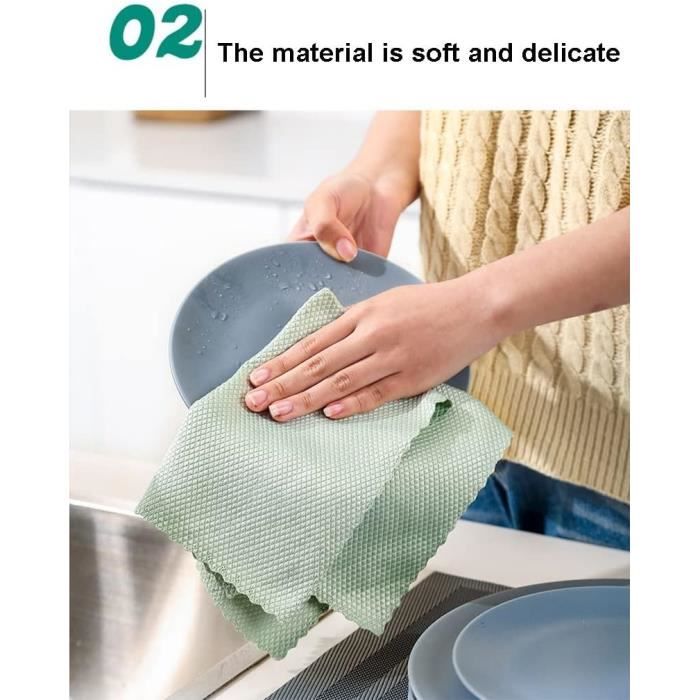 Microfibre Chiffon de nettoyage Réutilisable Multipurpose Dish Rags Absorbant  Cuisine Torchon pour la maison L