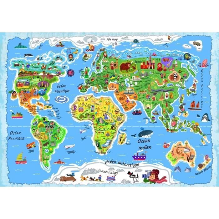 Puzzle Carte du Monde en Français - 1000 Pièces - Cdiscount Jeux - Jouets