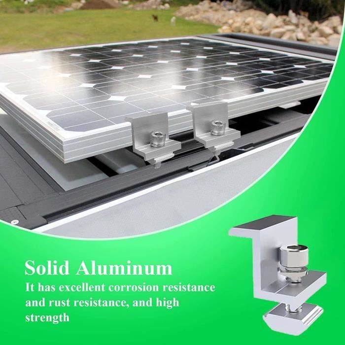12 Supports Aluminium Fixation Panneau Solaire - Forme Z Pour 30 Mm - Avec Vis - Toiture, Mur, Camping-Car